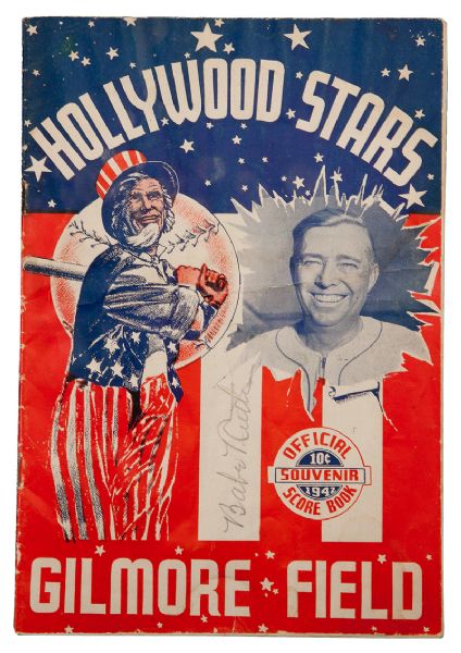 1942 HOLLYWOOD STARS PROGRAM SIGNED BY BABE RUTH