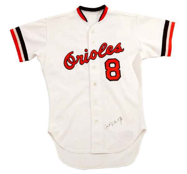 1985 CAL RIPKEN JR. AUTOGRAPHED BALTIMORE ORIOLES GAME WORN JERSEY (MEARS A10) - TEAM PHOTOGRAPHER PROVENANCE