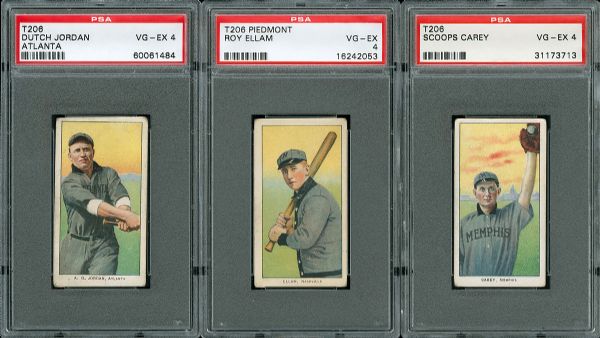 1909-11 T206 VG-EX PSA 4 GRADED LOT OF 3 SOUTHERN LEAGUES