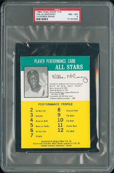1964 CHALLANGE THE YANKEES WILLIE MCCOVEY NM-MT PSA 8 (1/2)