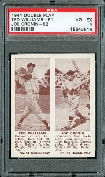 1941 DOUBLE PLAY #81/82 TED WILLIAMS/JOE CRONIN VG-EX PSA 4