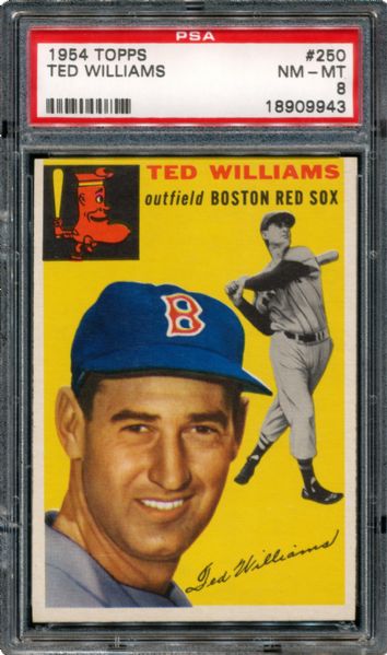 1954 TOPPS #250 TED WILLIAMS NM-MT PSA 8