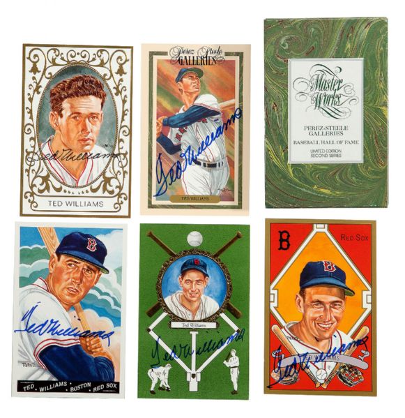 1990-92 PEREZ-STEELE MASTER WORKS POSTCARDS 2ND SERIES WITH 24/25 SIGNED INC. 5 TED WILLIAMS