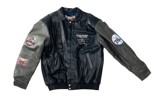 JULIUS "DR. J" ERVINGS 2001 NBA ALL-STAR CUSTOM LEATHER JACKET BY JEFF HAMILTON ISSUED IN RECOGNITION OF BEING TWO-TIME ALL-STAR GAME MVP