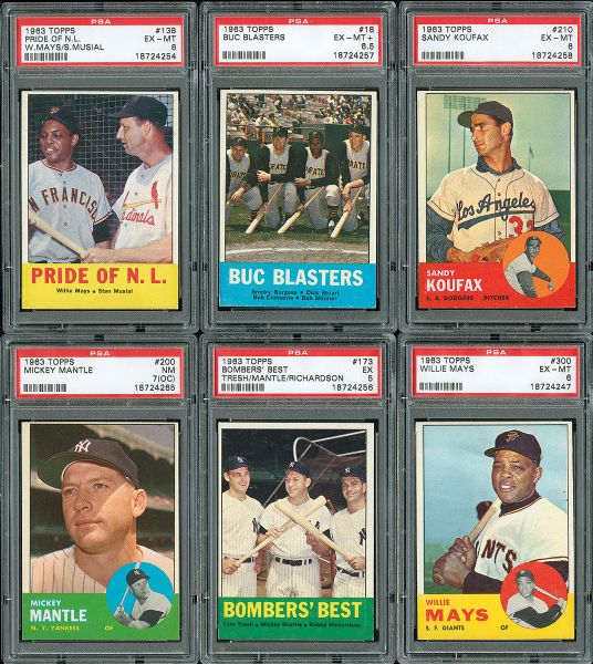 1963 TOPPS BASEBALL COMPLETE SET OF 576 WITH ALL STAR CARDS PSA GRADED