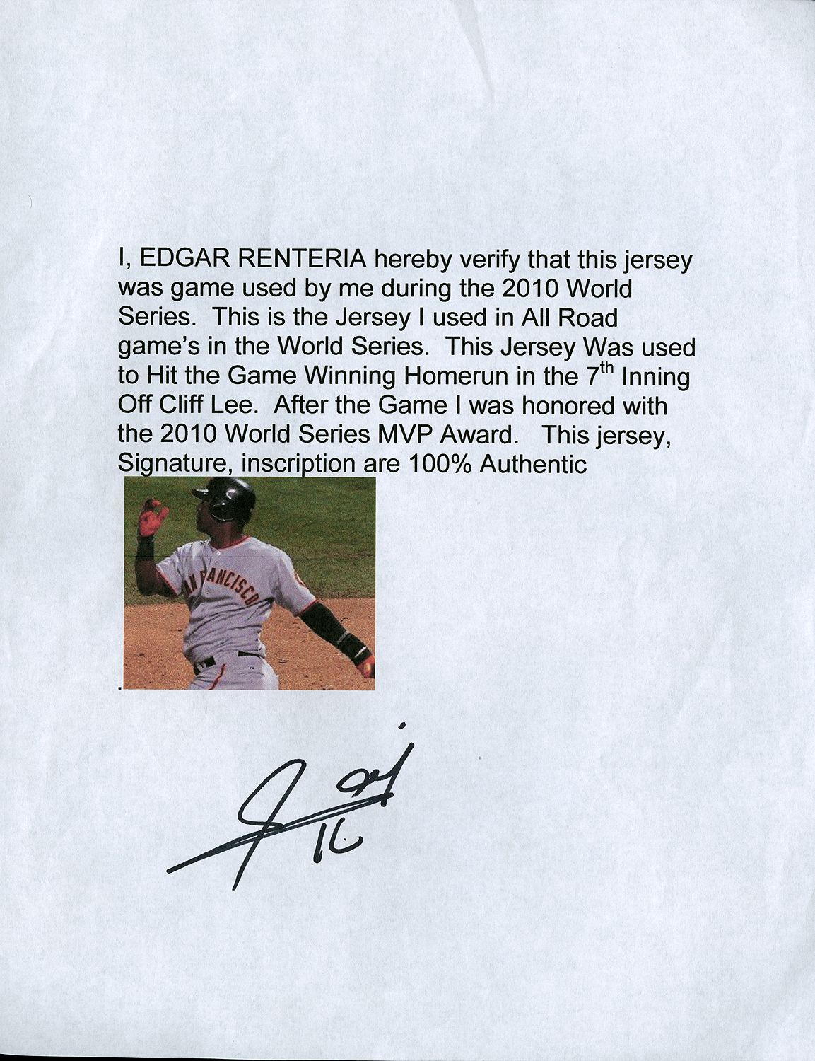 Edgar Renteria Autographed Signed Marlins Official MLB Baseball Auto -  Giants Cardinals JSA