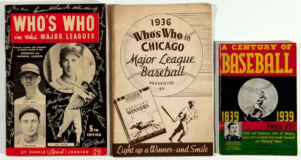 1936 WHOS WHO IN CHICAGO MLB, 1937 WHOS WHO IN MLB, AND 1939 A CENTURY OF BASEBALL