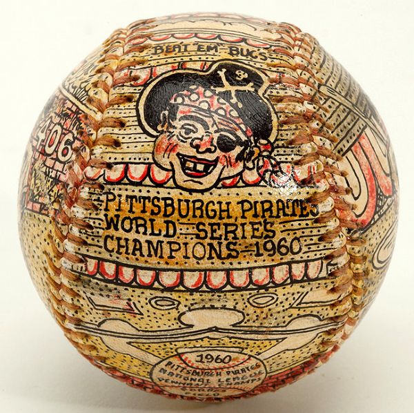 FANTASTIC 1960 PITTSBURGH PIRATES WORLD CHAMPS HAND PAINTED BASEBALL BY SOSNAK