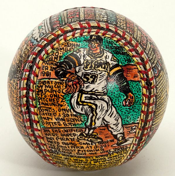 OUTSTANDING 1991 N.L.C.S. HAND PAINTED BASEBALL BY SOSNAK
