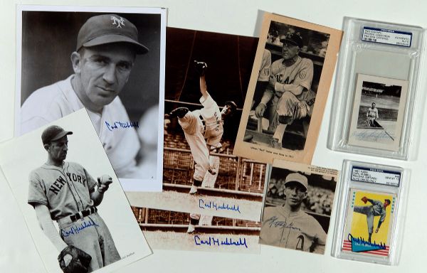 HALL OF FAME PITCHER AUTOGRAPH COLLECTION OF SEVEN - GROVE, HUBBELL, FABER AND MORE