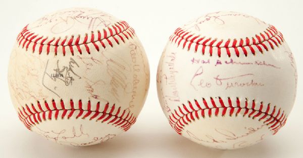 PAIR OF 1983 ALL-STAR AND OLD TIMERS SIGNED BALLS 