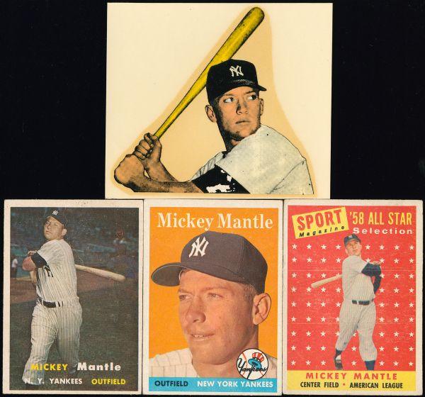 1950S MICKEY MANTLE LOT OF (4) CARDS