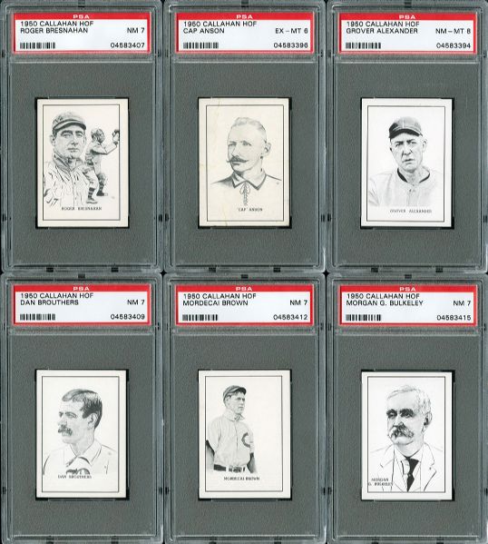 1950 CALLAHAN HALL OF FAME PSA GRADED LOT OF 61 DIFFERENT PLUS BOX