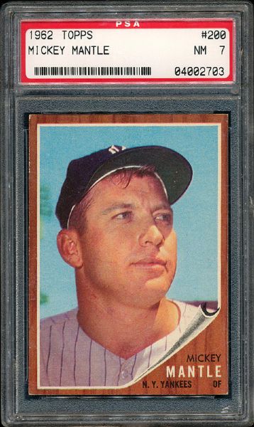 1962 TOPPS #200 MICKEY MANTLE NM PSA 7