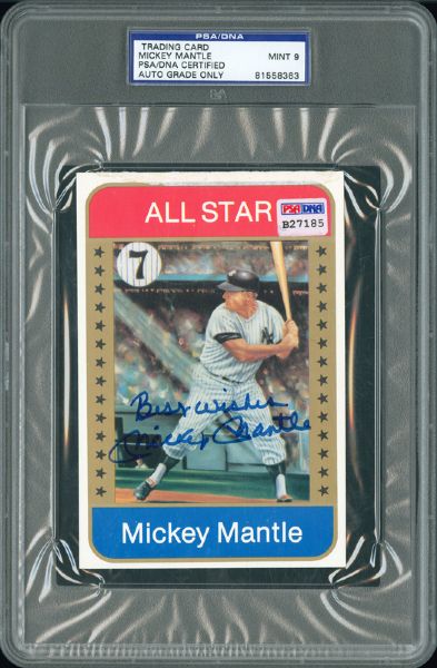 MICKEY MANTLE AUTOGRAPHED SPORTS IMPRESSIONS CARD PSA MINT 9 SIGNATURE