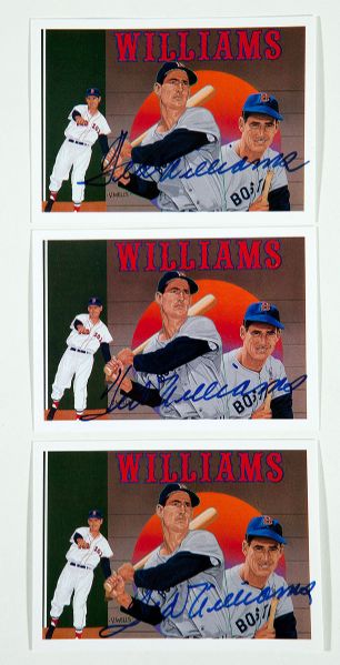 LOT OF (3) 1991 UPPER DECK TED WILLIAMS SIGNED CARDS