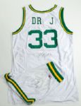 JULIUS "DR. J" ERVINGS "KENNY ROGERS CLASSIC WEEKEND" GAME WORN AND AUTOGRAPHED BASKETBALL UNIFORM
