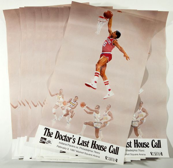 LOT OF SIXTEEN JULIUS "DR. J" ERVINGS "THE DOCTORS LAST HOUSE CALL" POSTERS FROM HIS FINAL NBA REGULAR SEASON GAME IN INDIANA