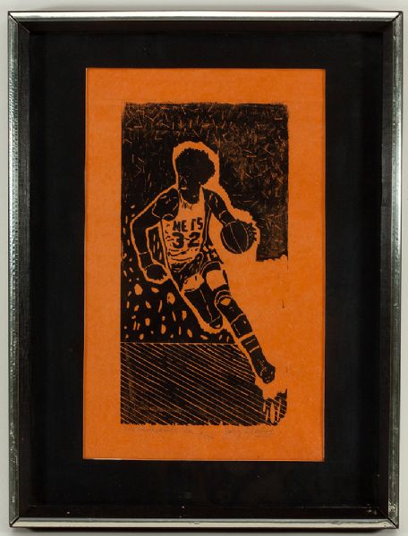 LIMITED EDITION #1/50 "THE INCREDIBLE DR. J" WOODCUT PRINT BY SPERLING
