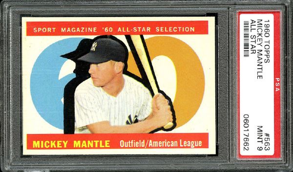 1960 TOPPS #563 MICKEY MANTLE ALL-STAR MINT PSA 9