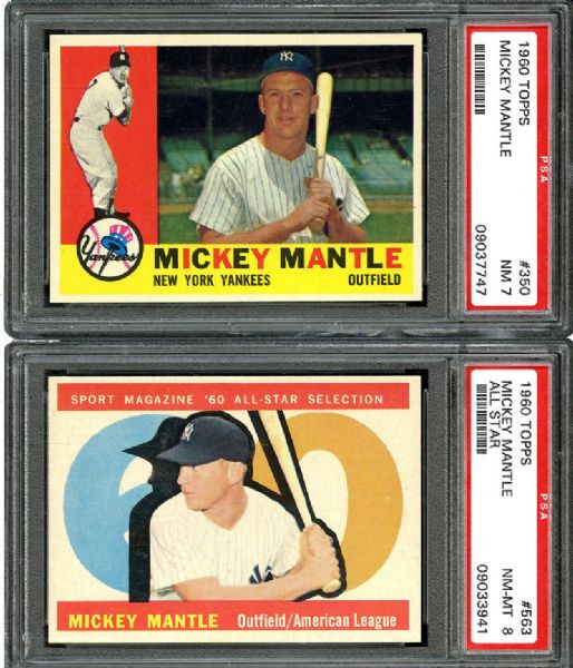 PAIR OF 1960 TOPPS MICKEY MANTLE #350 & #563 MICKEY MANTLE ALL-STAR PSA GRADED CARDS