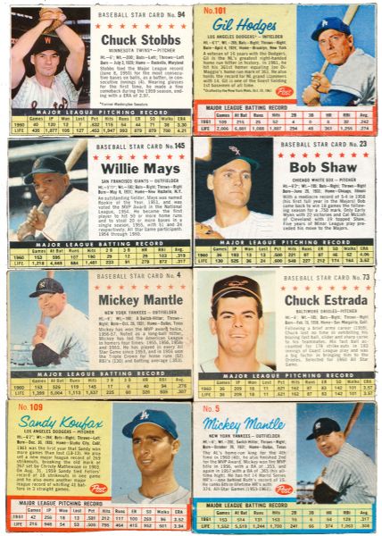 1961 (200) AND 1962 (200) POST CEREAL BASEBALL COMPLETE SETS