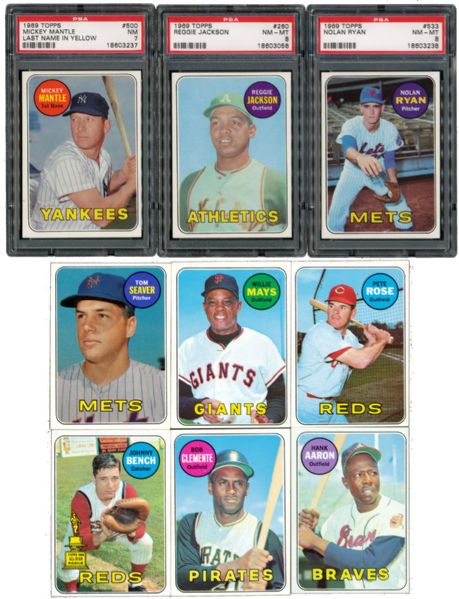 1969 TOPPS (664) AND 1969 TOPPS DECKLE EDGE (35) BASEBALL COMPLETE SETS