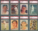 1957 TOPPS PSA GRADED P-F LOT OF 93 DIFFERENT INC. MANTLE, MAYS. KOUFAX, B. ROBINSON, AND MANY HOFERS