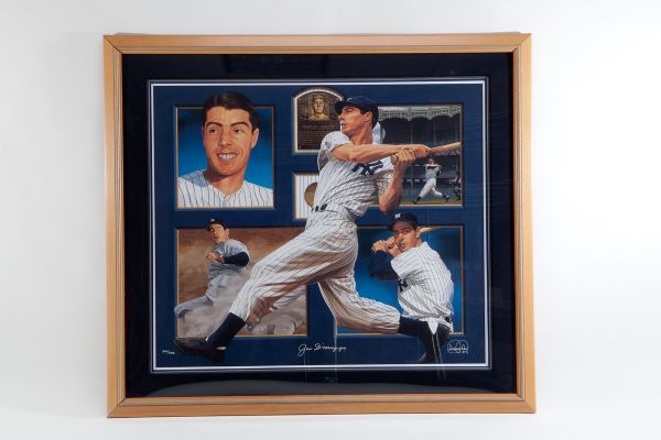 LARGE 44X39 FRAMED JOE DIMAGGIO LIMITED EDITION (350/388) SIGNED LITHOGRAPH BY ARTIST DANNY DAY