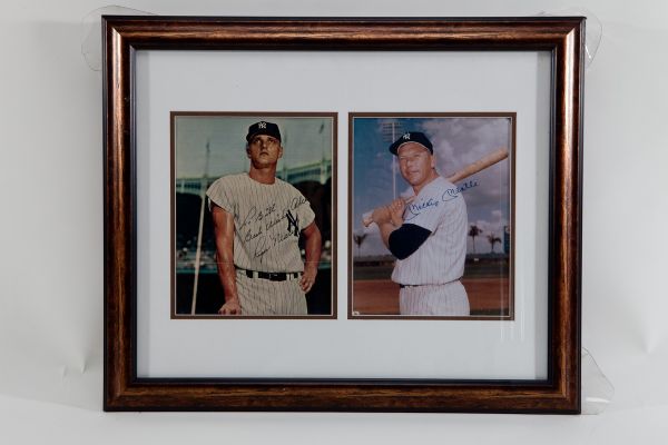 MICKEY MANTLE AND ROGER MARIS SIGNED 8X10 COLOR PHOTOS FRAMED TOGETHER