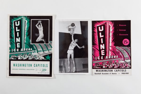 PAIR OF 1949-50 WASHINGTON CAPITOLS BASKETBALL PROGRAMS AND ORIGINAL PHOTO OF CHARLES HALBERT