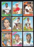 1966 TOPPS BASEBALL LOT OF 410 DIFFERENT - LOADED WITH HOFERS & STARS INC. MANTLE, MAYS, AARON, KOUFAX, CLEMENTE