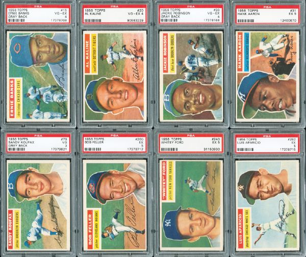 1956 TOPPS BASEBALL PSA GRADED PARTIAL SET (274/340) - MOST VG TO EX-MT
