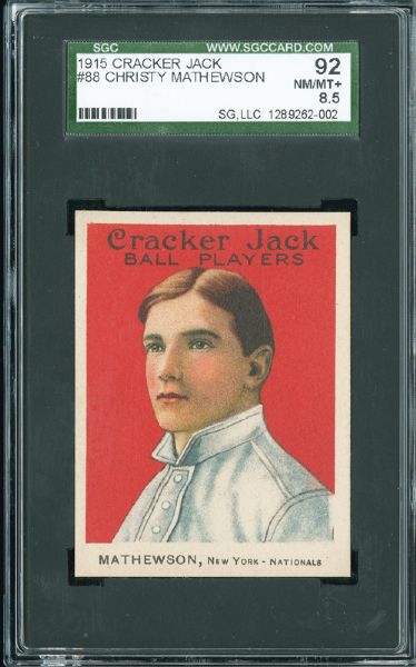 1915 CRACKER JACK #88 CHRISTY MATHEWSON NM-MT+ SGC 92