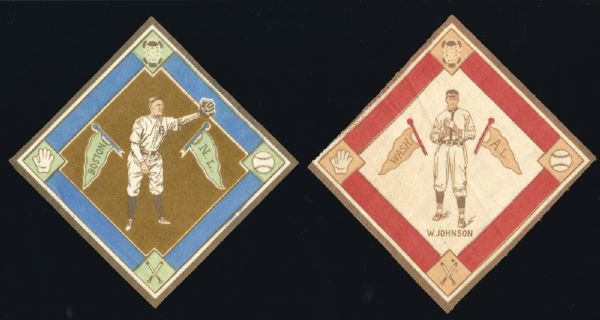 1914 B-18 BLANKETS WALTER JOHNSON (BROWN PENNANTS) AND TOMMY GRIFFITH (BROWN INFIELD)