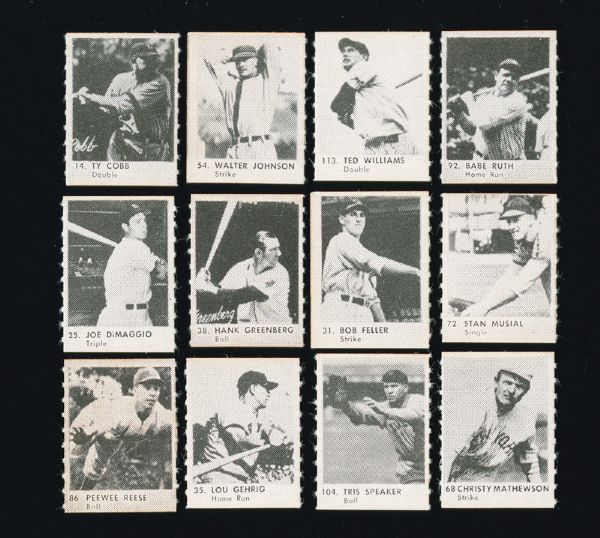1950 R423 LOT OF 74 DIFFERENT INC. RUTH, DIMAGGIO, WILLIAMS, GEHRIG, AND COBB