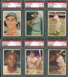 1957 TOPPS BASEBALL PSA AUTHENTIC LOT OF 6 - WILLIAMS, MAYS, KOUFAX, CLEMENTE, CAMPANELLA, AND HODGES