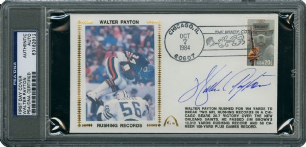 WALTER PAYTON AUTOGRAPHED OCTOBER 1984 FDC