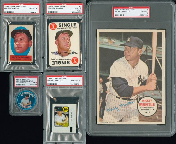 MICKEY MANTLE PSA GRADED LOT OF 7 MISCELLANEOUS CARDS