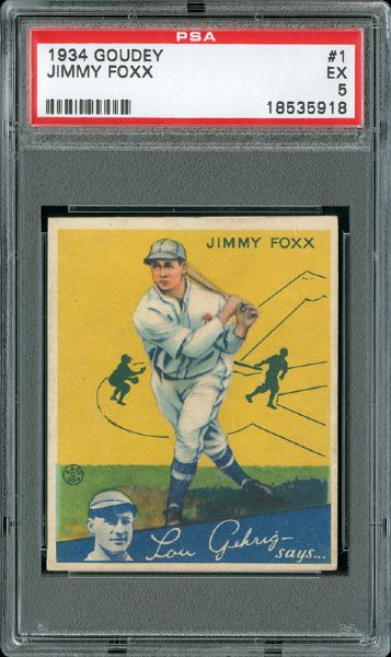 1934 GOUDEY #1 JIMMY FOXX EX 5 PSA