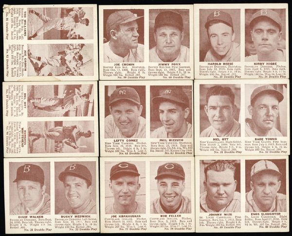 1941 DOUBLE PLAY BASEBALL LOT OF 24 WITH 16 HOFERS INC. WILLIAMS, FELLER, REESE, OTT, AND RIZZUTO