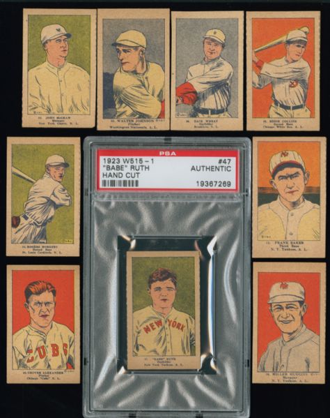 1923 W515-1 PARTIAL SET (40/60) INC. RUTH, HORNSBY, ALEXANDER, JOHNSON, MCGRAW, AND 15 OTHER HOFERS