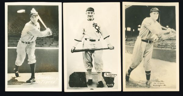 1930S GEORGE BURKE PHOTO POSTCARD LOT OF 5 INC. GREENBERG, SIMMONS, AND CRONIN