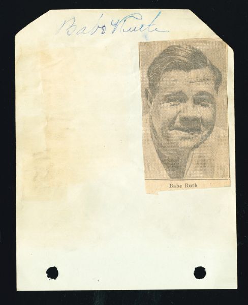 BABE RUTH SIGNED ALBUM PAGE