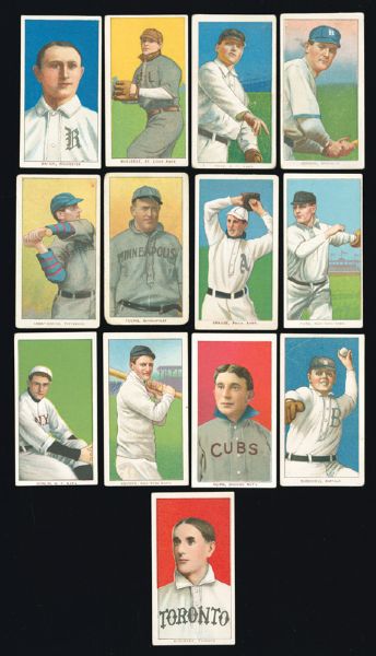 1909-11 T206 LOT OF 13 DIFFERENT BACK VARIATIONS