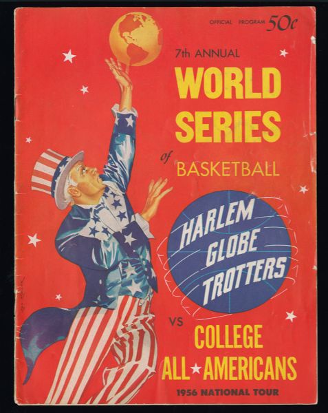 1956 HARLEM GLOBE TROTTERS VS COLLEGE ALL AMERICANS PROGRAM SIGNED BY 20
