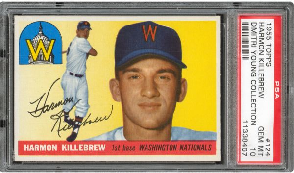 1955 TOPPS #124 HARMON KILLEBREW GEM MINT PSA 10 (1/1) - DMITRI YOUNG COLLECTION