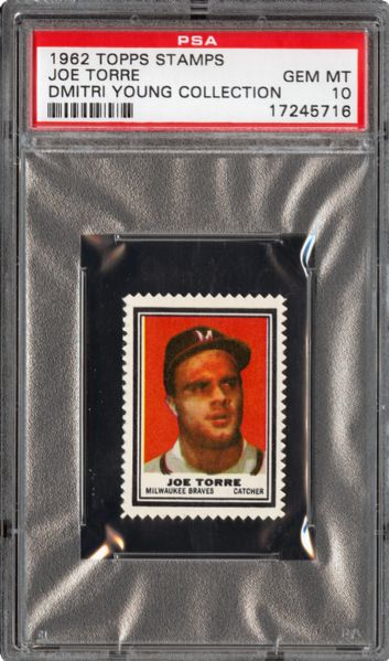 1962 TOPPS STAMPS JOE TORRE GEM MINT PSA 10 (1/1) - DMITRI YOUNG COLLECTION