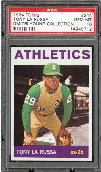 1964 TOPPS #244 TONY LARUSSA GEM MINT PSA 10 (1/2) - DMITRI YOUNG COLLECTION