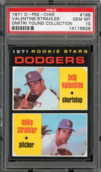 1971 OPC #188 BOBBY VALENTINE GEM MINT PSA 10 (1/1) - DMITRI YOUNG COLLECTION